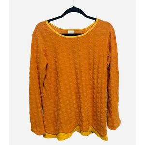 Hanna Andersson Jacquard Embroidered Floral Kids Long Sleeve Orange 160 (14-16)